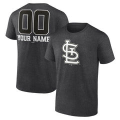 St. Louis Cardinals Personalized Monochrome Name & Number T-Shirt - Charcoal