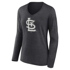 St. Louis Cardinals Women's Personalized Monochrome Name & Number Long Sleeve V-Neck T-Shirt - Charcoal