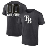 Tampa Bay Rays Personalized Monochrome Name & Number T-Shirt - Charcoal