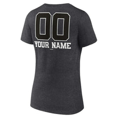 Tampa Bay Rays Women's Personalized Monochrome Name & Number V-Neck T-Shirt - Charcoal