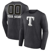Texas Rangers Personalized Monochrome Name & Number Long Sleeve T-Shirt - Charcoal