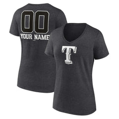 Texas Rangers Women's Personalized Monochrome Name & Number V-Neck T-Shirt - Charcoal