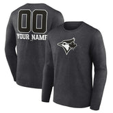 Toronto Blue Jays Personalized Monochrome Name & Number Long Sleeve T-Shirt - Charcoal