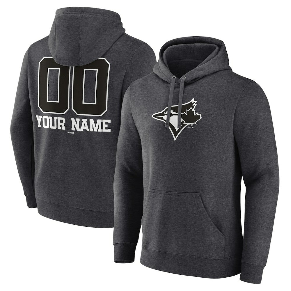 Toronto Blue Jays Personalized Monochrome Name & Number Pullover Hoodie - Charcoal