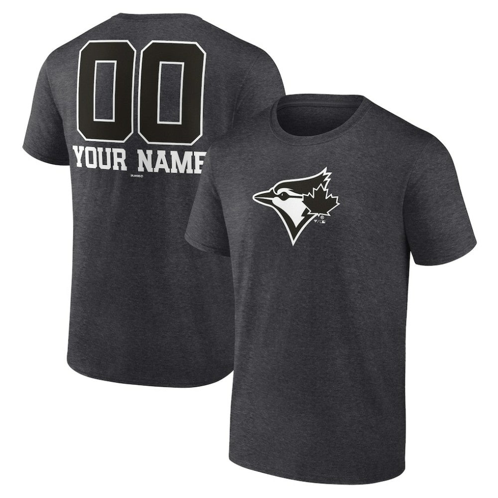 Toronto Blue Jays Personalized Monochrome Name & Number T-Shirt - Charcoal