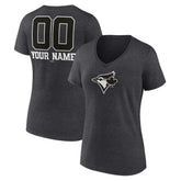Toronto Blue Jays Women's Personalized Monochrome Name & Number V-Neck T-Shirt - Charcoal