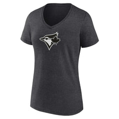 Toronto Blue Jays Women's Personalized Monochrome Name & Number V-Neck T-Shirt - Charcoal
