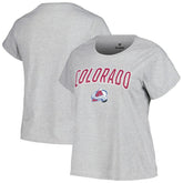 Colorado Avalanche Profile Women's Plus Size Arch Over Logo T-Shirt Heather Gray