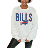 Buffalo Bills Gameday Couture Women's Just Go With It Oversized Long Sleeve Crewneck Sweatshirt – White discount