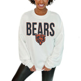 Chicago Bears Gameday Couture Women's Just Go With It Oversized Long Sleeve Crewneck Sweatshirt – White outlet