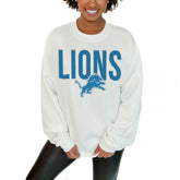 Detroit Lions Gameday Couture Women's Just Go With It Oversized Long Sleeve Crewneck Sweatshirt – White cheap