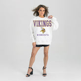 Minnesota Vikings Gameday Couture Women's Sunday Drives Oversized Crewneck Pullover Sweatshirt – White on sale
