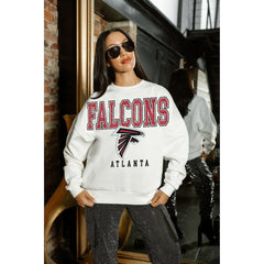 Atlanta Falcons Gameday Couture Women's Sunday Drives Oversized Crewneck Pullover Sweatshirt – White for sale