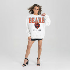 Chicago Bears Gameday Couture Women's Sunday Drives Oversized Crewneck Pullover Sweatshirt – White outlet