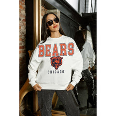 Chicago Bears Gameday Couture Women's Sunday Drives Oversized Crewneck Pullover Sweatshirt – White outlet