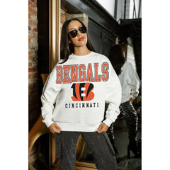 Cincinnati Bengals Gameday Couture Women's Sunday Drives Oversized Crewneck Pullover Sweatshirt – White discount