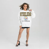Pittsburgh Steelers Gameday Couture Women's Sunday Drives Oversized Crewneck Pullover Sweatshirt – White for sale