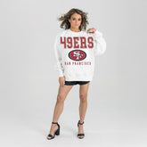 San Francisco 49ers Gameday Couture Women's Sunday Drives Oversized Crewneck Pullover Sweatshirt – White discount