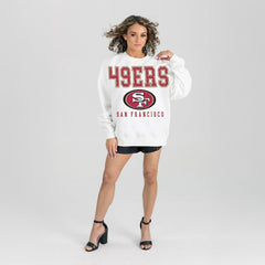 San Francisco 49ers Gameday Couture Women's Sunday Drives Oversized Crewneck Pullover Sweatshirt – White discount