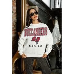 Tampa Bay Buccaneers Gameday Couture Women's Sunday Drives Oversized Crewneck Pullover Sweatshirt – White for sale