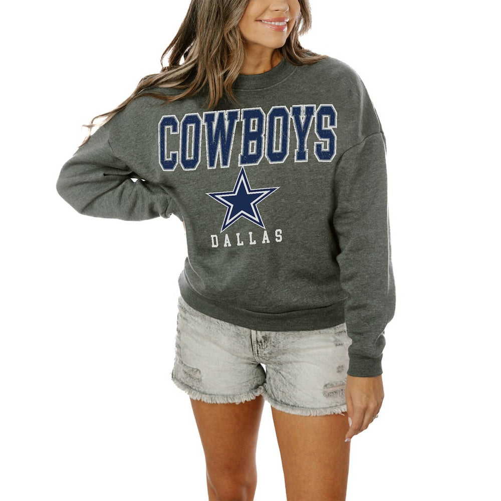 Dallas Cowboys Gameday Couture Women's Oversized Bring The Energy Pullover Sweatshirt – Charcoal sale