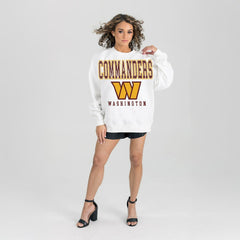 Washington Commanders Gameday Couture Women's Sunday Drives Oversized Crewneck Pullover Sweatshirt – White sale