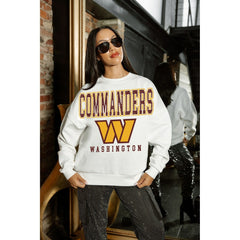 Washington Commanders Gameday Couture Women's Sunday Drives Oversized Crewneck Pullover Sweatshirt – White sale