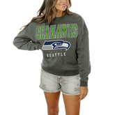 Seattle Seahawks Gameday Couture Women's Oversized Bring The Energy Pullover Sweatshirt – Charcoal discount