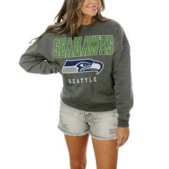 Seattle Seahawks Gameday Couture Women's Oversized Bring The Energy Pullover Sweatshirt – Charcoal discount