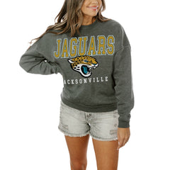 Jacksonville Jaguars Gameday Couture Women's Oversized Bring The Energy Pullover Sweatshirt – Charcoal online