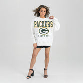 Green Bay Packers Gameday Couture Women's Sunday Drives Oversized Crewneck Pullover Sweatshirt – White for sale