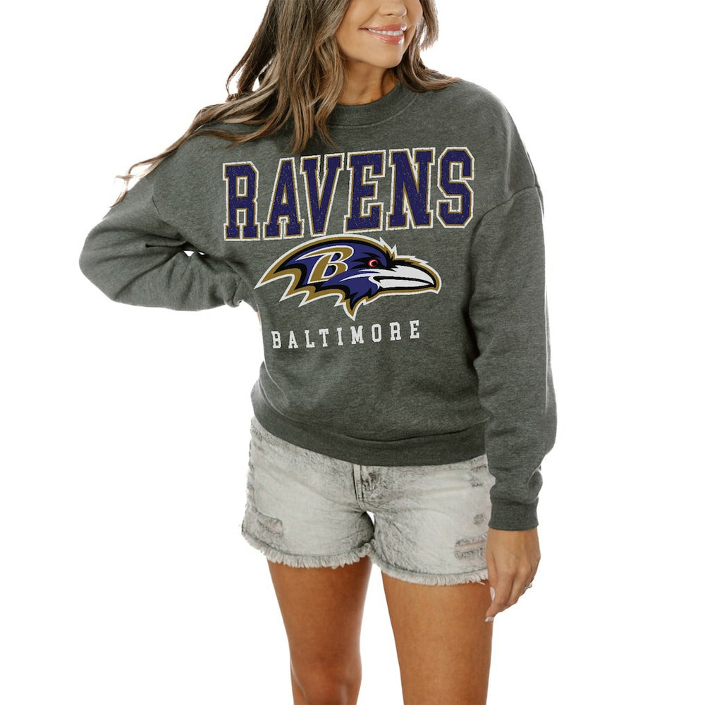 Baltimore Ravens Gameday Couture Women's Oversized Bring The Energy Pullover Sweatshirt – Charcoal outlet