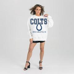 Indianapolis Colts Gameday Couture Women's Sunday Drives Oversized Crewneck Pullover Sweatshirt – White for sale