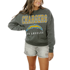 Los Angeles Chargers Gameday Couture Women's Oversized Bring The Energy Pullover Sweatshirt – Charcoal outlet