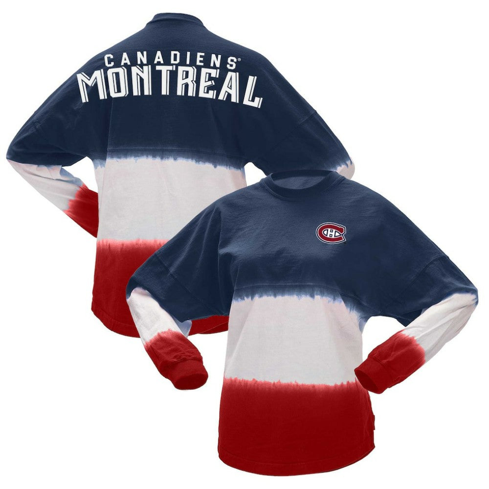 Montreal Canadiens Fanatics Women's Ombre Long Sleeve T-Shirt Navy/Red