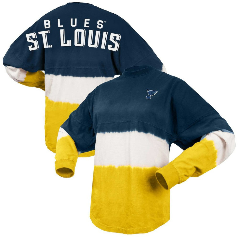 St. Louis Blues Fanatics Women's Ombre Long Sleeve T-Shirt Navy/Gold
