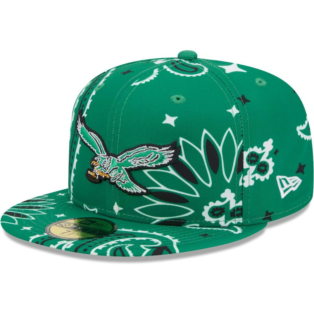 Philadelphia Eagles New Era Throwback Paisley 59FIFTY Fitted Hat - Kelly Green discount
