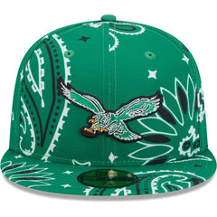 Philadelphia Eagles New Era Throwback Paisley 59FIFTY Fitted Hat - Kelly Green discount