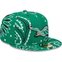 Philadelphia Eagles New Era Throwback Paisley 59FIFTY Fitted Hat - Kelly Green discount