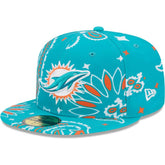 Miami Dolphins New Era Paisley 59FIFTY Fitted Hat - Aqua sale