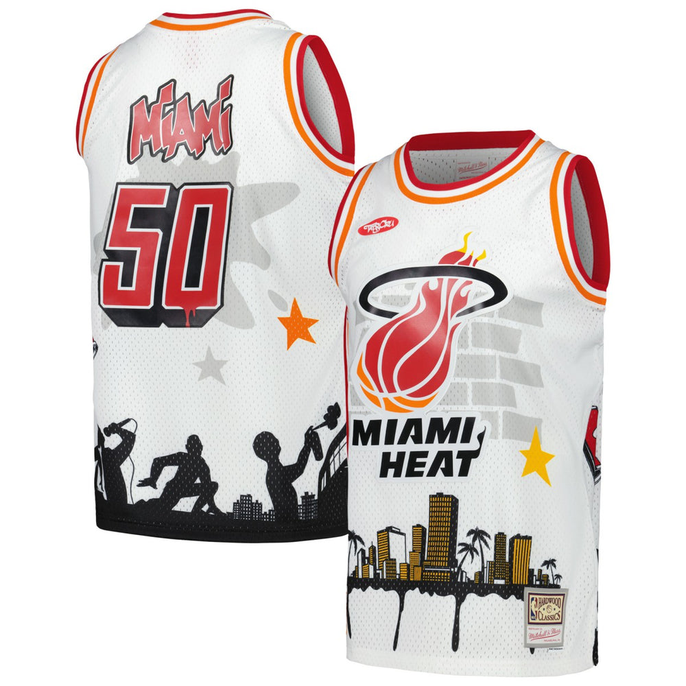 Miami Heat x Tats Cru Hardwood Classics Fashion Jersey - White | Mitchell & Ness shop