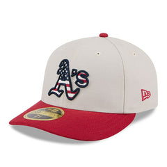 Athletics 2024 Fourth of July Low Profile 59FIFTY Fitted Hat - Khaki/Red | New Era