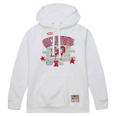 Philadelphia 76ers x Tats Cru Hardwood Classics Brick Pullover Hoodie - White | Mitchell & Ness for sale
