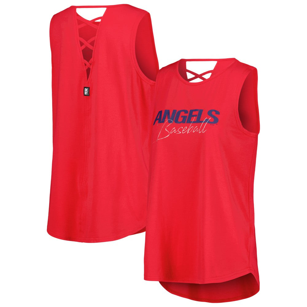 Los Angeles Angels DKNY Sport Women's Claire Fashion Tri-Blend Tank Top - Red