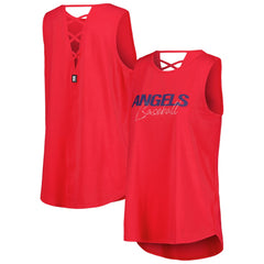 Los Angeles Angels DKNY Sport Women's Claire Fashion Tri-Blend Tank Top - Red
