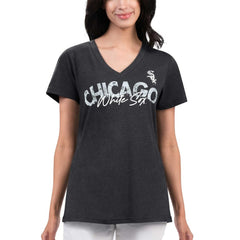 Chicago White Sox G-III 4Her by Carl Banks Women's Key Move V-Neck T-Shirt - Black