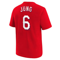 Josh Jung Texas Rangers Youth Name & Number T-Shirt - Red | Nike