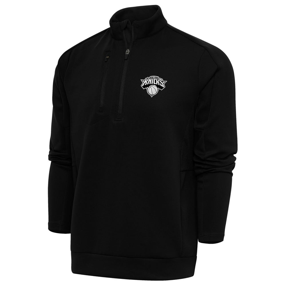 New York Knicks Antigua Metallic Logo Generation Quarter-Zip Top - Black | New Era for sale