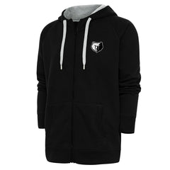 Memphis Grizzlies Antigua Metallic Logo Victory Raglan Full-Zip Hoodie - Black shop