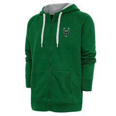 Milwaukee Bucks Antigua Metallic Logo Victory Raglan Full-Zip Hoodie - Hunter Green outlet